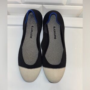 Rothy's The Square flats black cream cap-toe design Size 9 Women’s